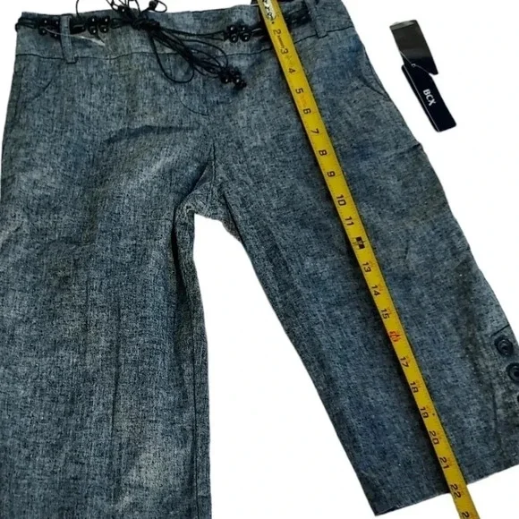 NWT BCX Shorts with Belt and Button Detail on Legs Linen and Cotton Blend Grey 3 - Picture 3 of 14